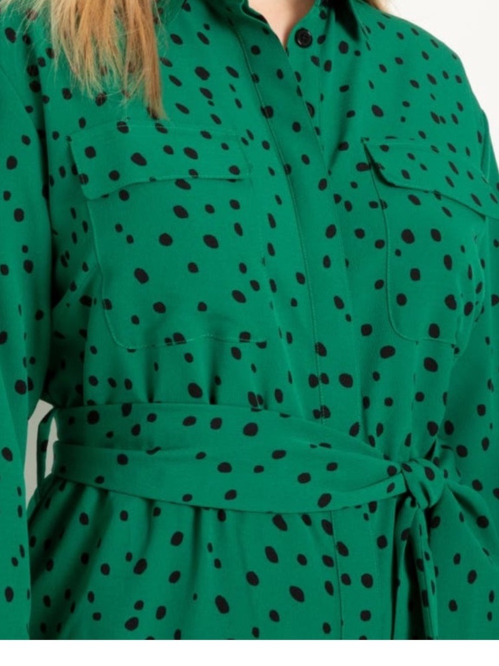 Neoprene Green Polka Pencil Skirt - Classic High-Waist Sheath - Picture 8 of 8